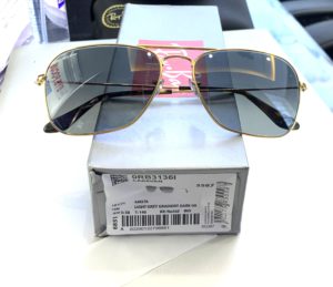 Original packaging Ray-BanOn the box are shown the codes of the model and color, logo Ray-Ban, QR Code, size measure, name of the collection, model photo, UKCA marking, identification codes, production batch, EAN/UPC/GTIN, CE mark, address Luxottica, written Made In Italy